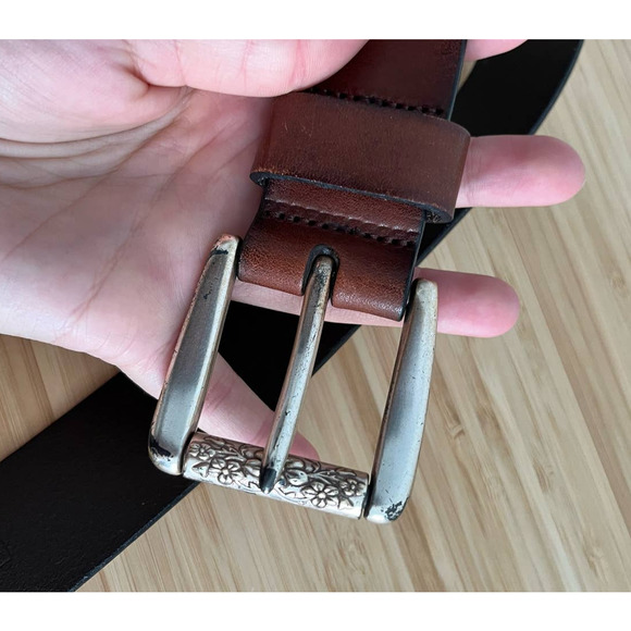 Fossil Vintage Women's Belt Brown Silver Size Small Genuine Leather - Picture 9 of 9